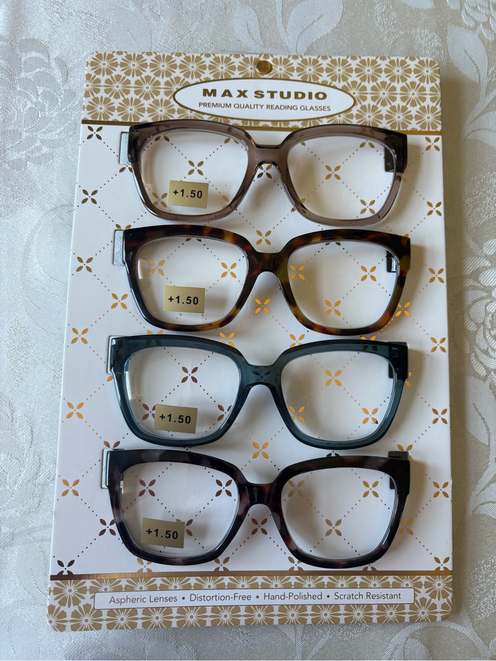 Max Studio +1.50 Reading Glasses Pack of Four